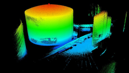 A thermal image of a tank