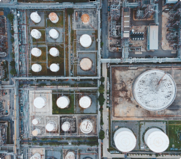 Aerial view of an oil refinery