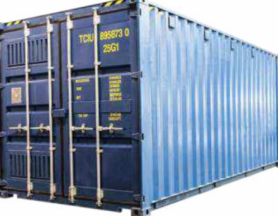 A blue shipping container