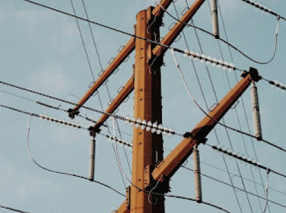 A wooden electric pole