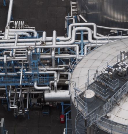 An aerial view of a large industrial plant