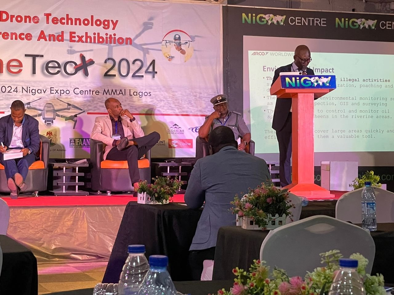 The Managing Director of ARCO worldwide speaking at the Drone Tecx 2024 conference